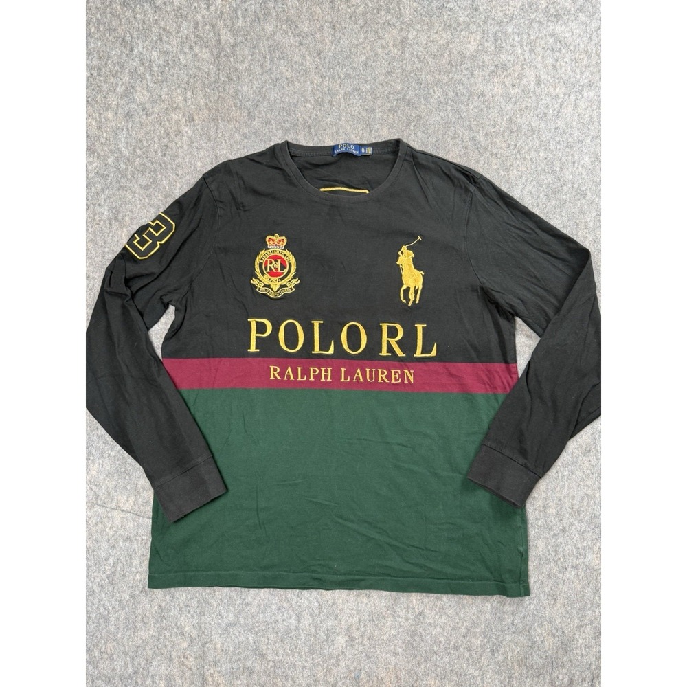 Polo Ralph Lauren Men's Colorblock Black Green Burgundy Sweatshirt XL Preppy
